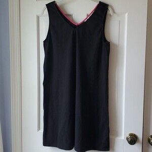 ISAAC MIZRAHI LIVE BLACK DRESS COVERUP KNIT COTTON A-LINE V-NECK SLEEVELESS MP